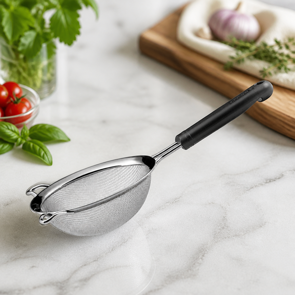 140mm Commercial Stainless Steel Strainer with Ergonomic Handle