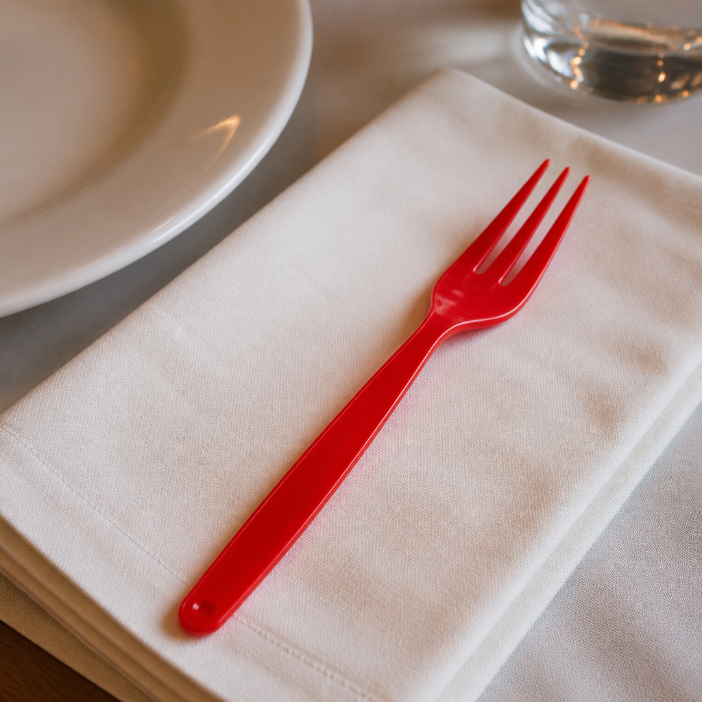 Commercial Polypropylene Table Forks Red - 12 Pack