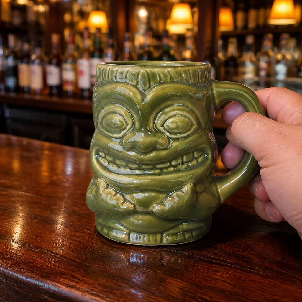 Commercial Tiki Mug With Handle 425ml Ceramic Barware