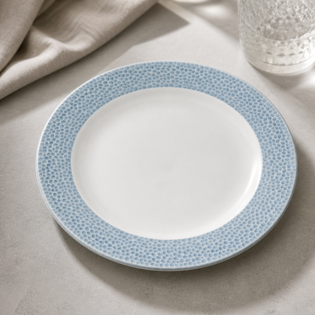 Commercial Footed Plates Ocean Blue 232mm Super Vitrified Porcelain