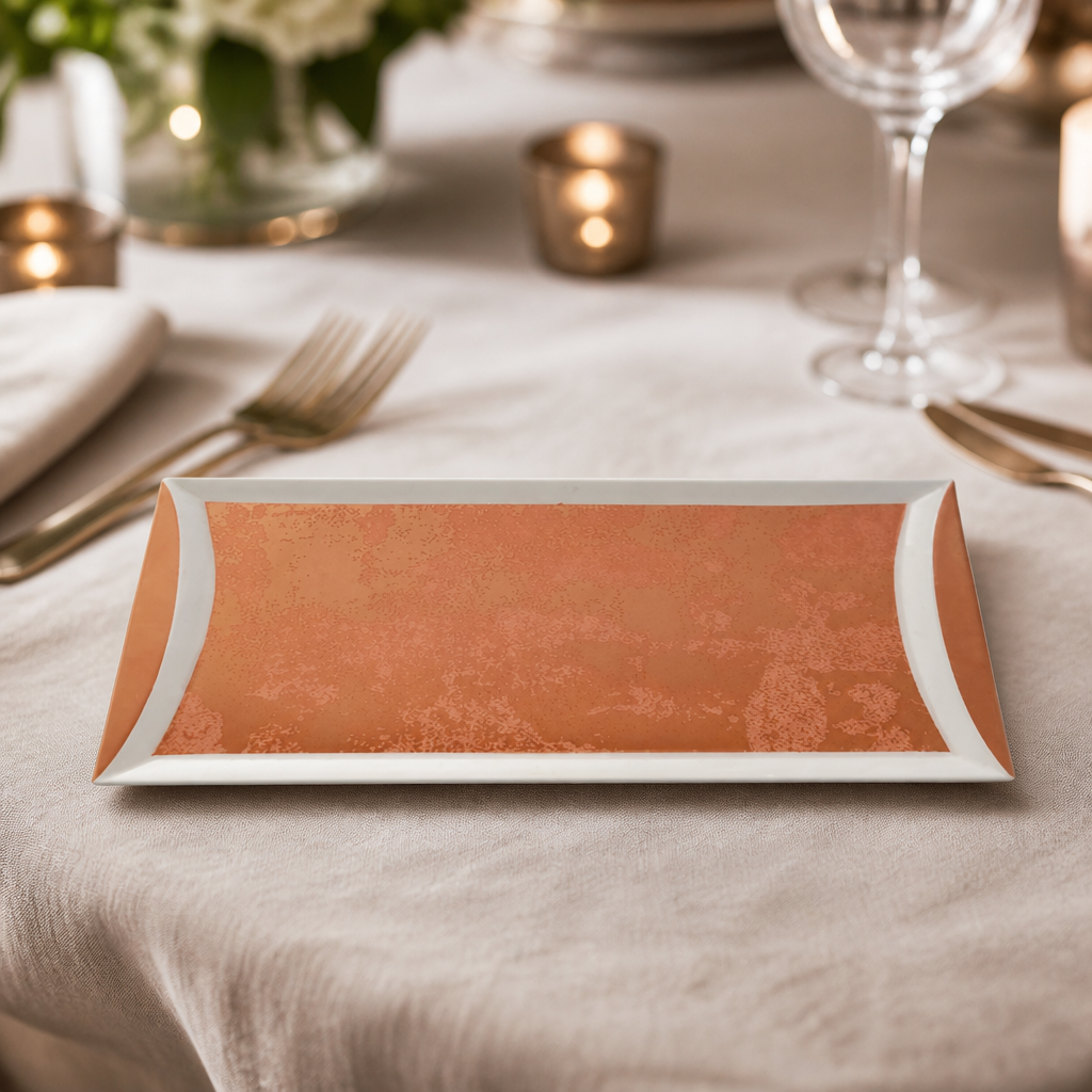 Crushed Velvet Copper Rectangle Trays 320x160mm 6 Pack