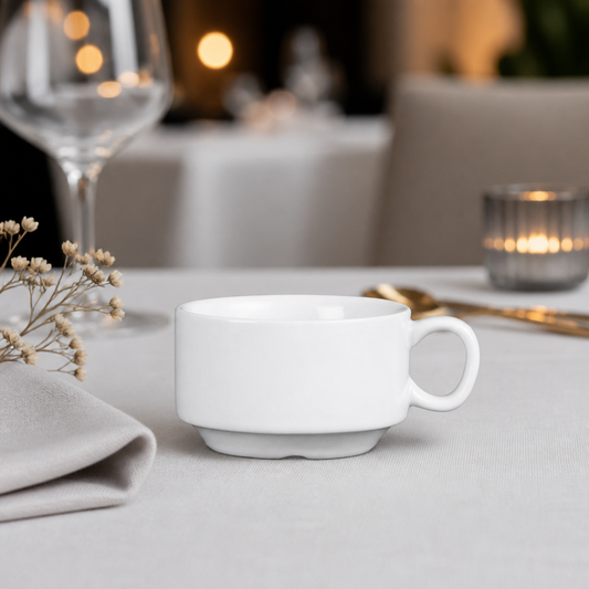 Commercial stacking espresso cups 85ml porcelain 12 pack