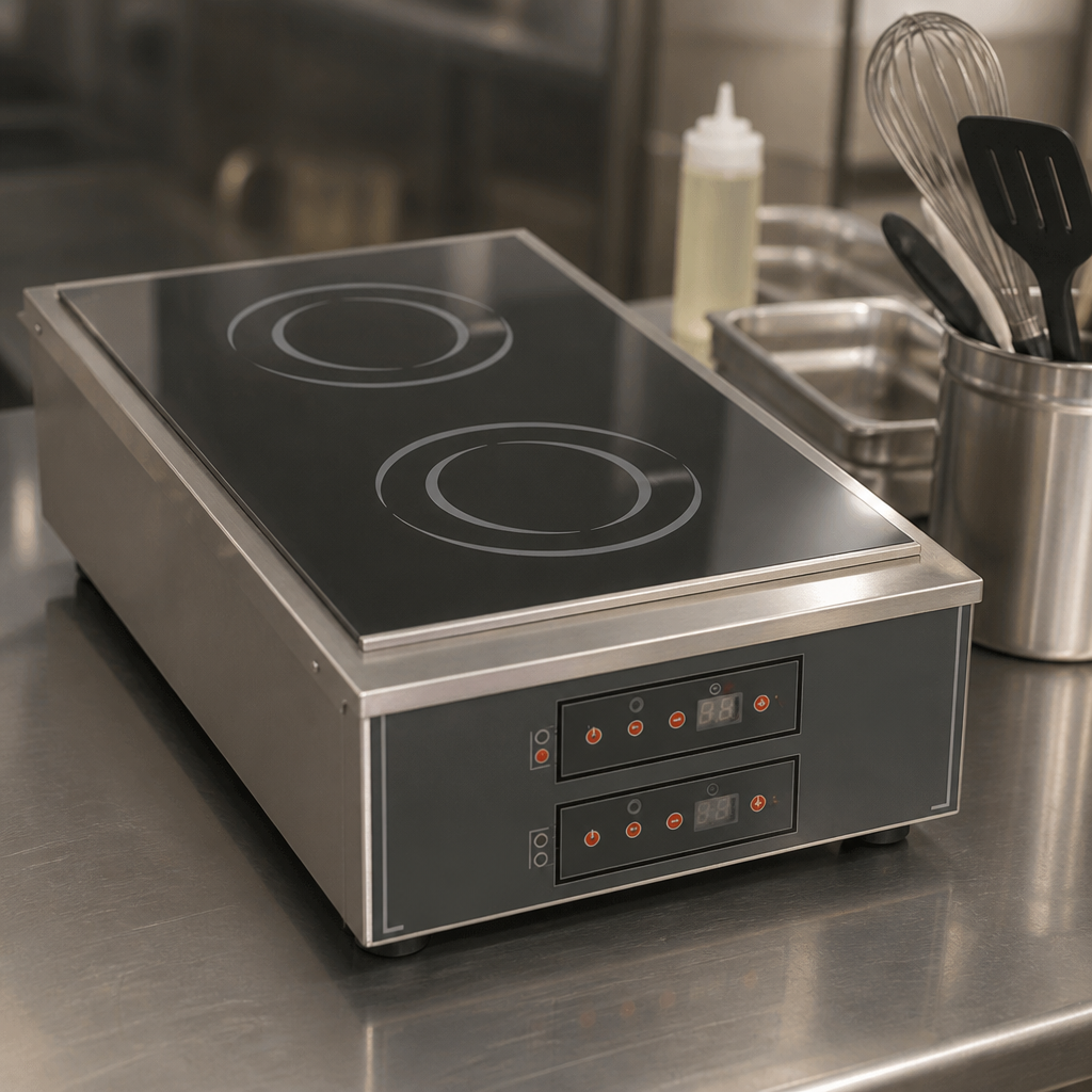 Commercial Double Zone Induction Hob 280mm Countertop 230V