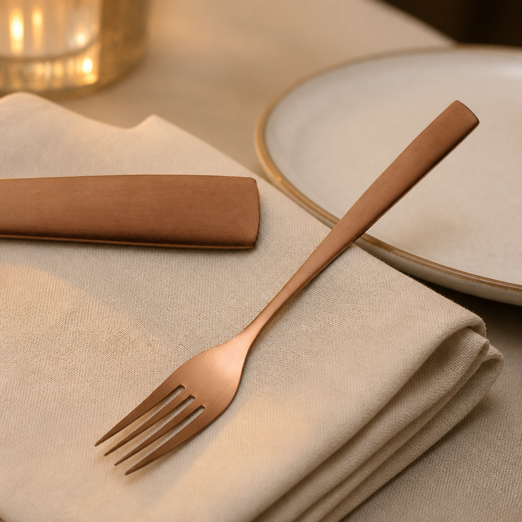 Copper Table Forks 12 Pack Commercial Cutlery Set
