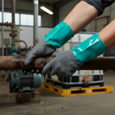 Premium Nitrile Coated Gauntlet Gloves with Enhanced Grip and Comfort for Chemical Protection