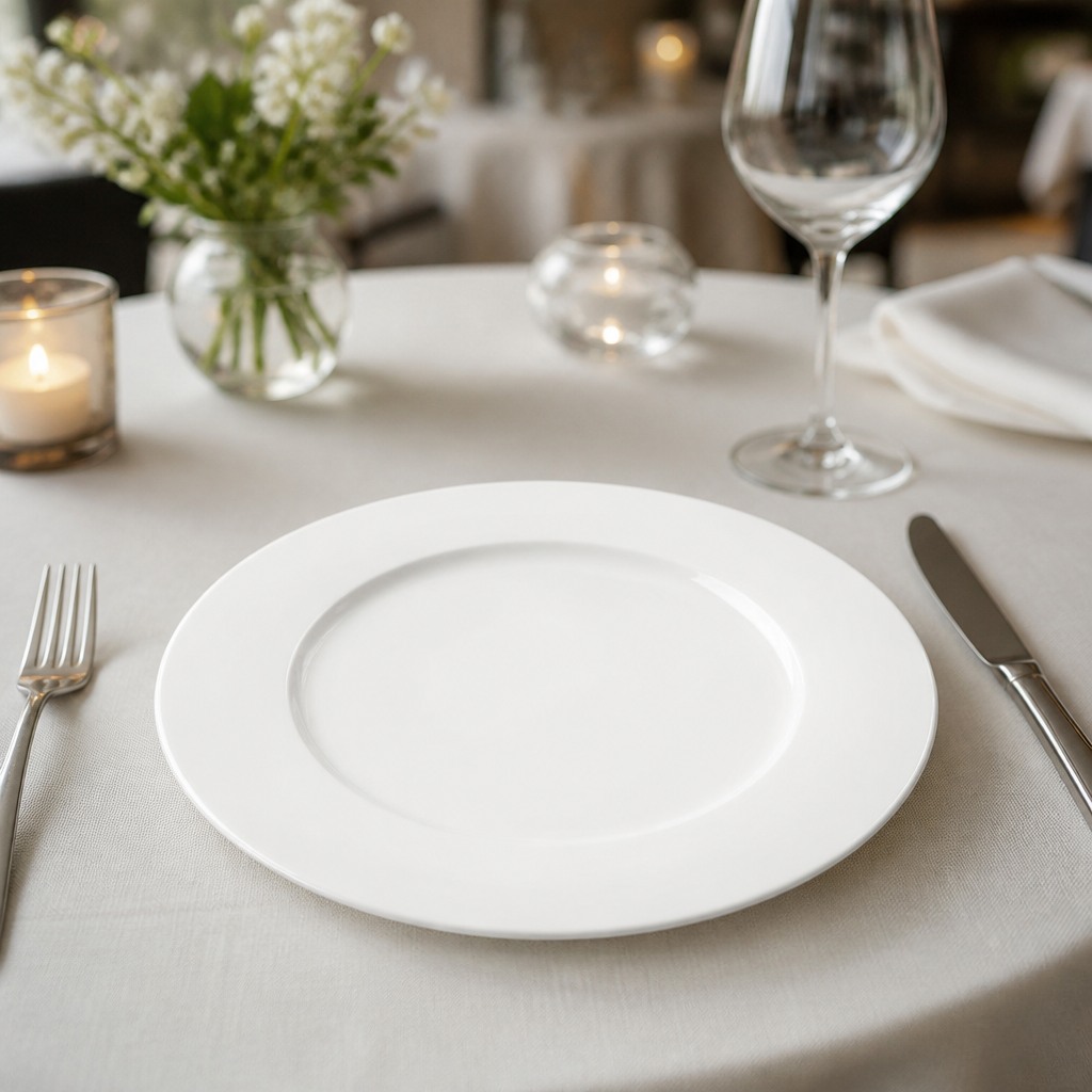 Commercial Wide Rim Flat Profile Plates 275mm - 6 Pack