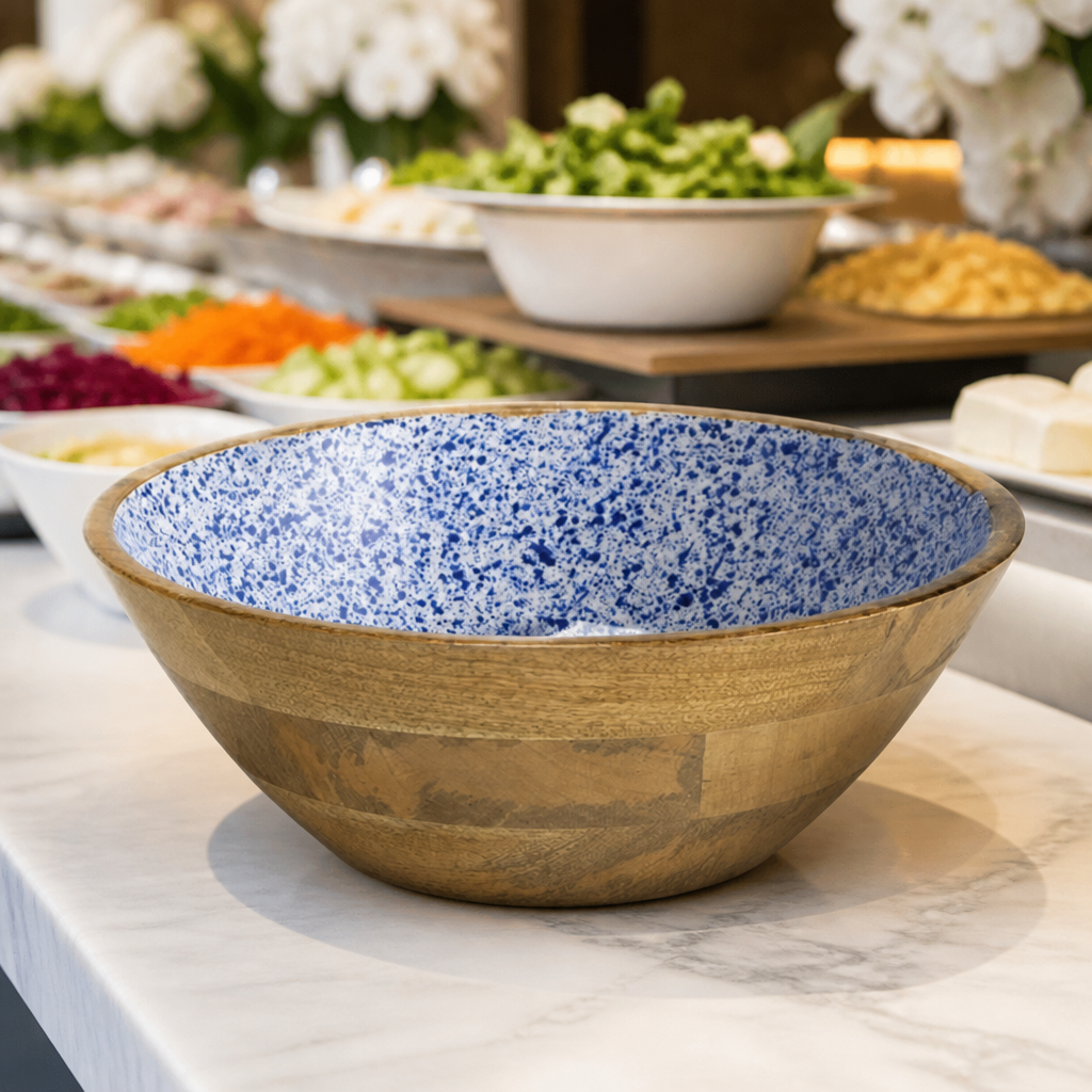 3L Commercial Wooden Bowl for fruit and salad presentation