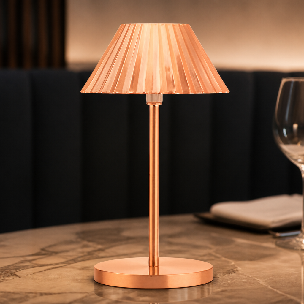 Cordless Table Lamp 230mm Brushed Copper 6 Pack