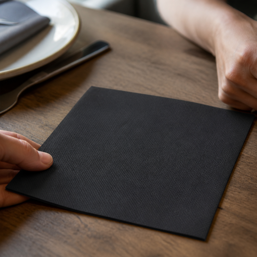 Commercial Recyclable Cocktail Napkins 24x24cm 2-Ply Black