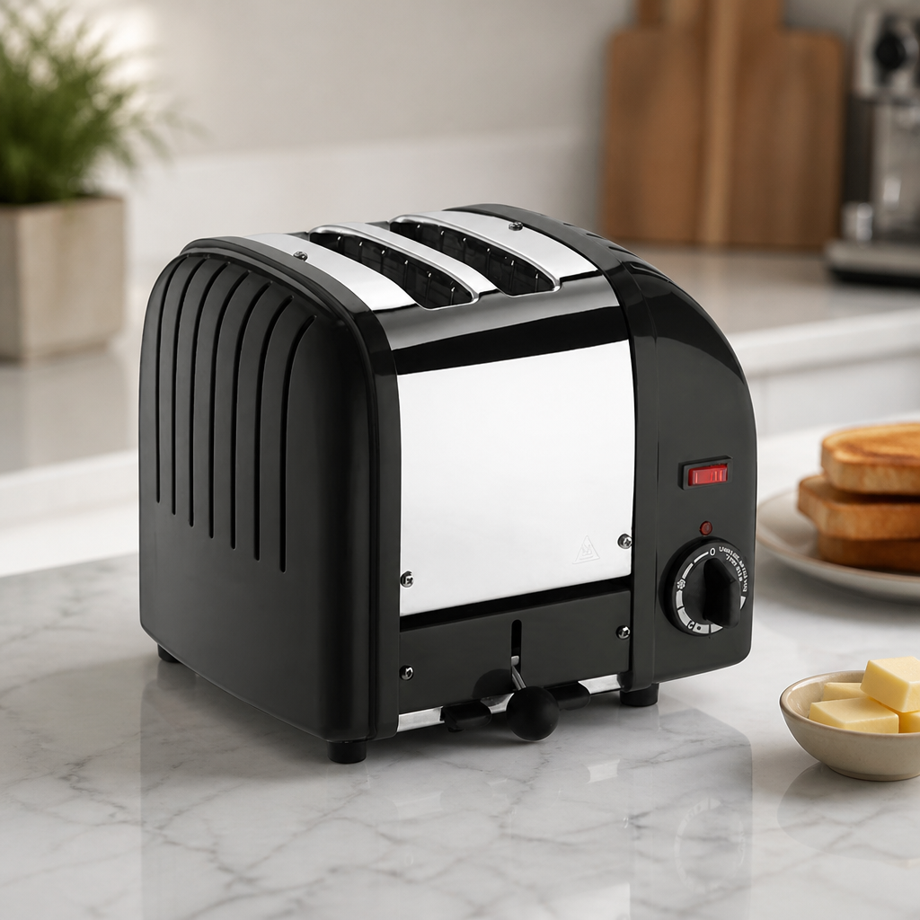 Commercial 2 Slice Toaster with Extra Wide Slots Black