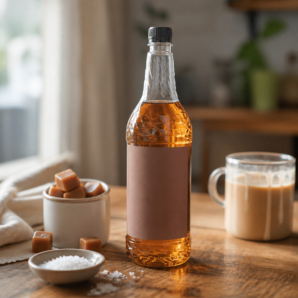 Commercial Salted Caramel Syrup 1L for beverages and desserts