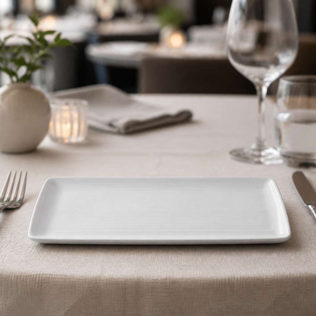 Commercial Vitrified Stoneware Rectangular Trays 360x171mm 4 Pack