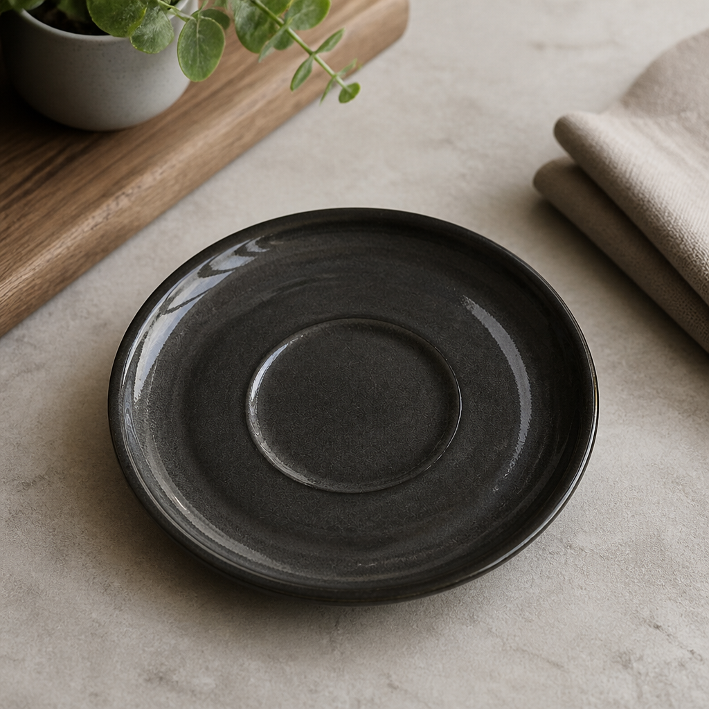 Commercial Grey Saucers 120mm Vitrified Stoneware 24 Pack