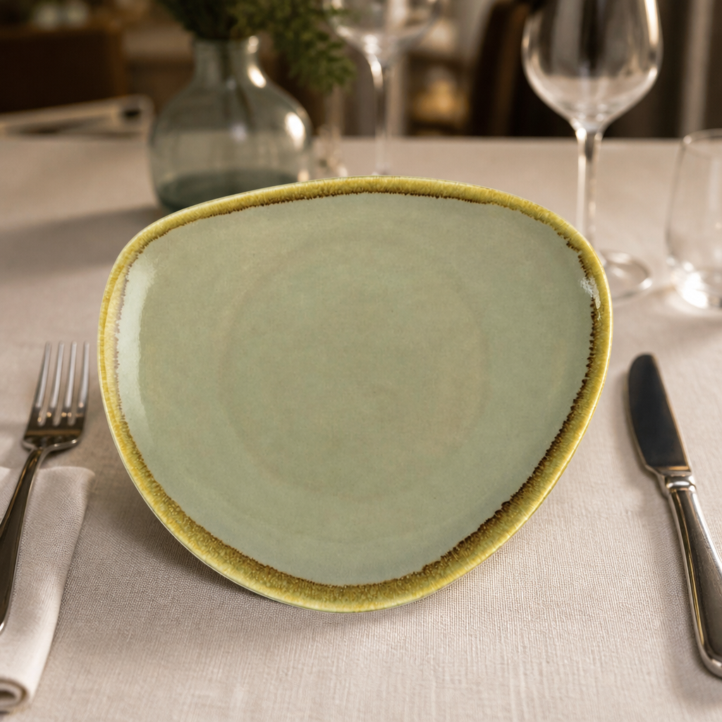 Commercial triangular plates 230mm in moss colour - 6 pack