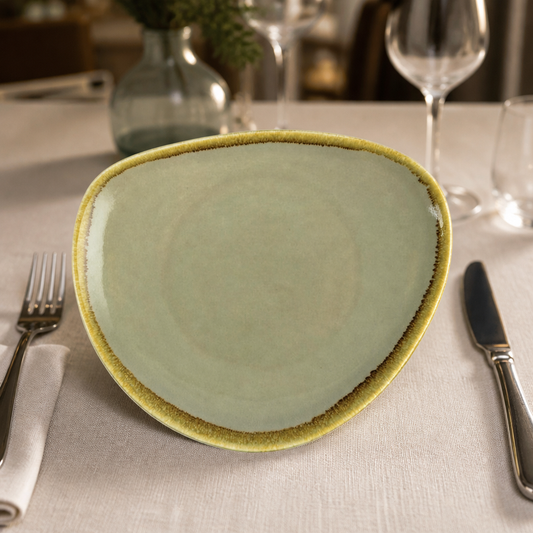 Commercial triangular plates 230mm in moss colour - 6 pack