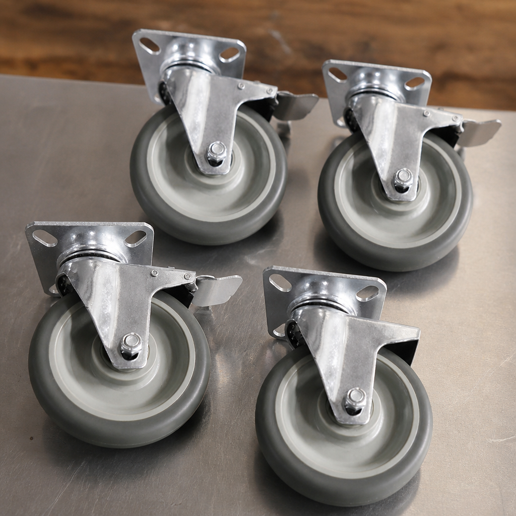 Set of 4 metal polyurethane castors for banqueting trolley