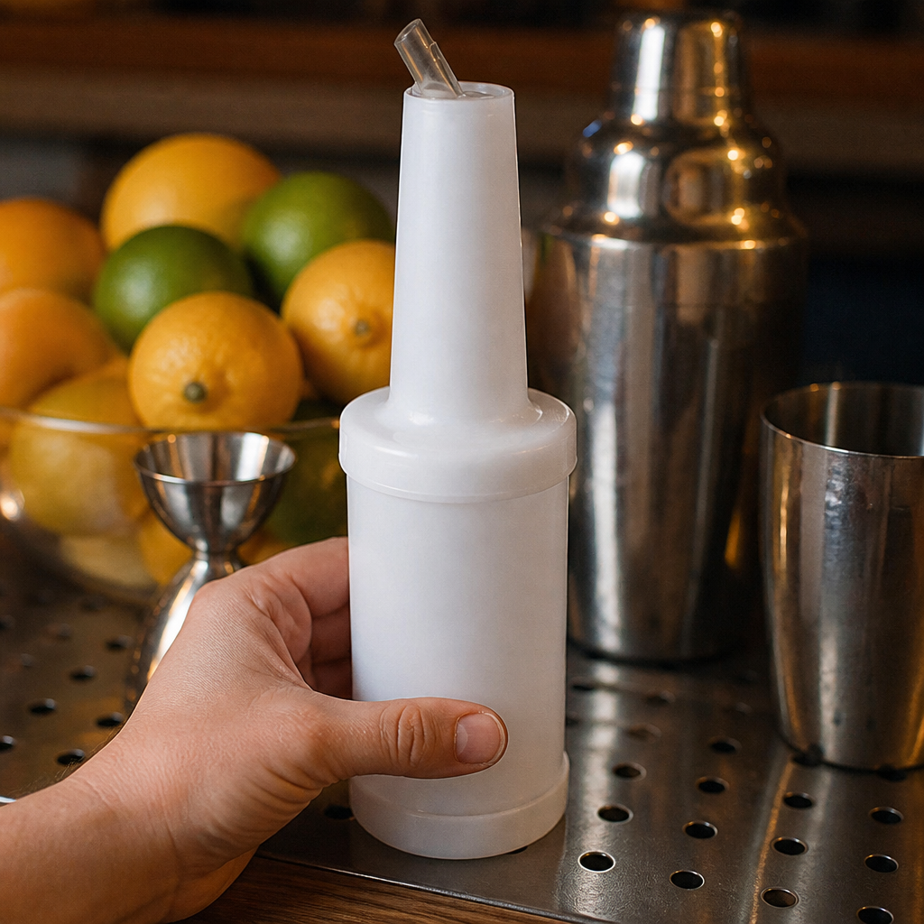 Commercial 946ml spirit and juice pourer with removable spout