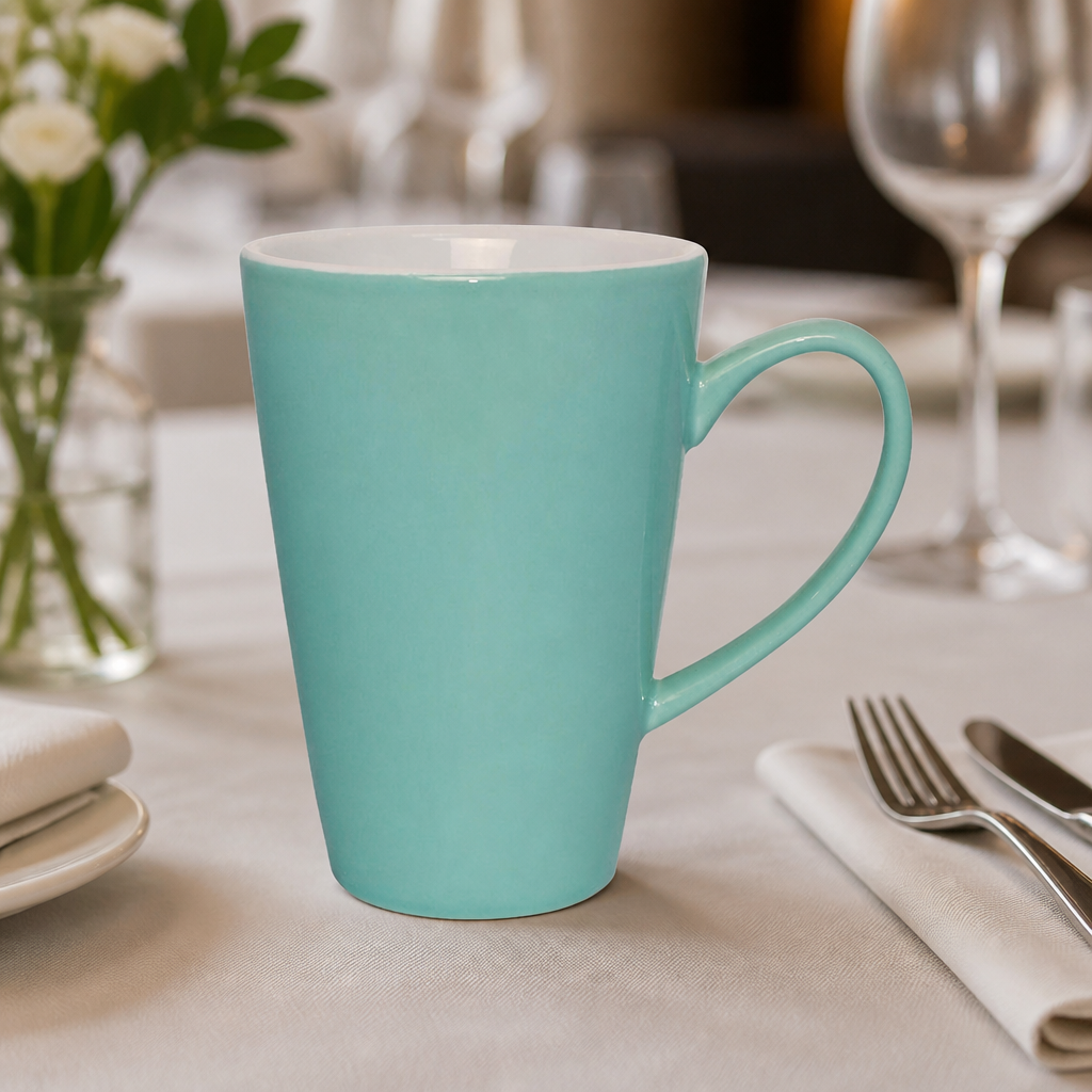 Commercial Latte Cups Aqua 340ml - 12 Pack Stoneware