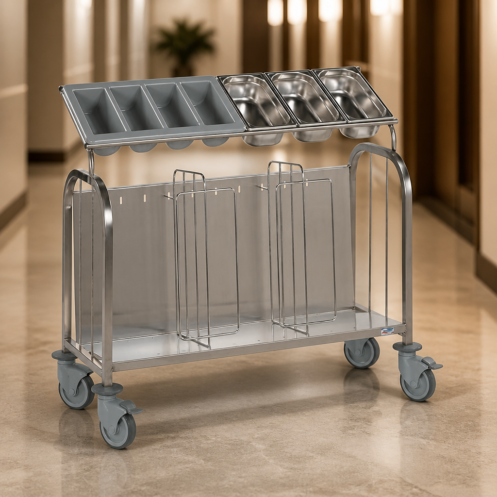 Low Plate And Cutlery Trolley for 200 dinner plates