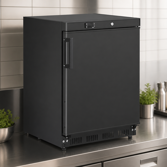 Commercial Undercounter Fridge 129L Capacity Black Steel