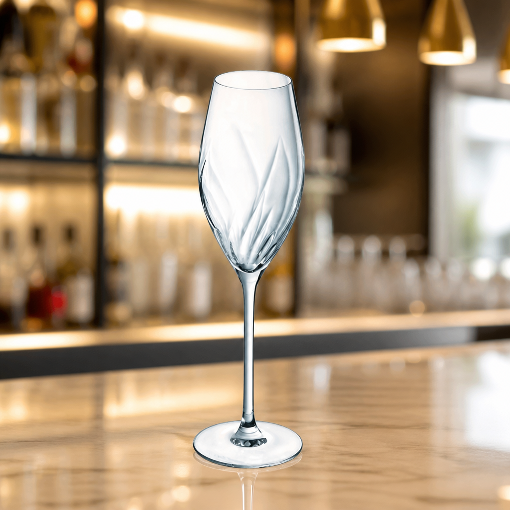 Commercial Swirly Flute Glasses 240ml Set of 8 Dishwasher Safe