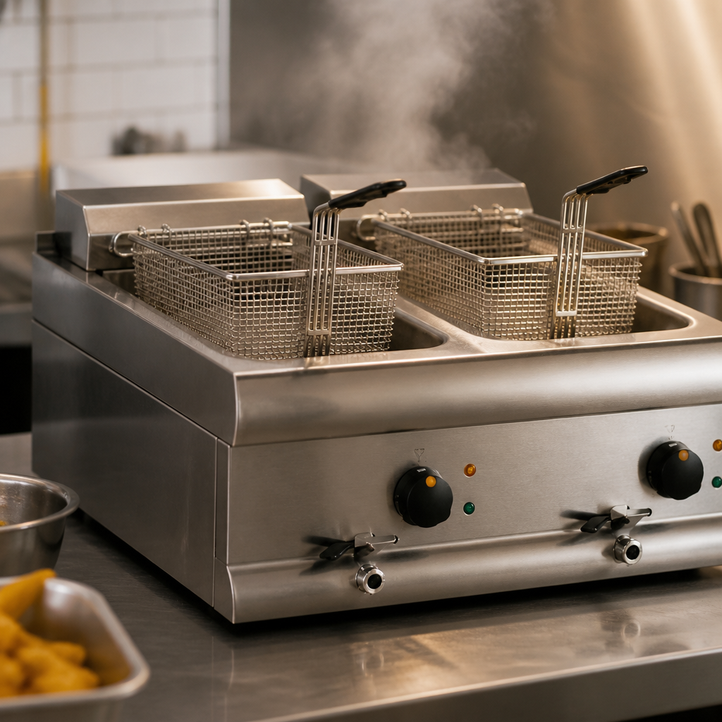 Commercial Countertop Electric Fryer 2x 9Ltr Capacity
