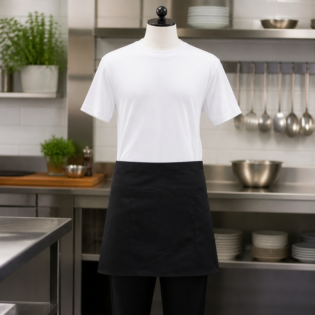 Commercial Waist Apron Black 750mm x 373mm Staff Uniform