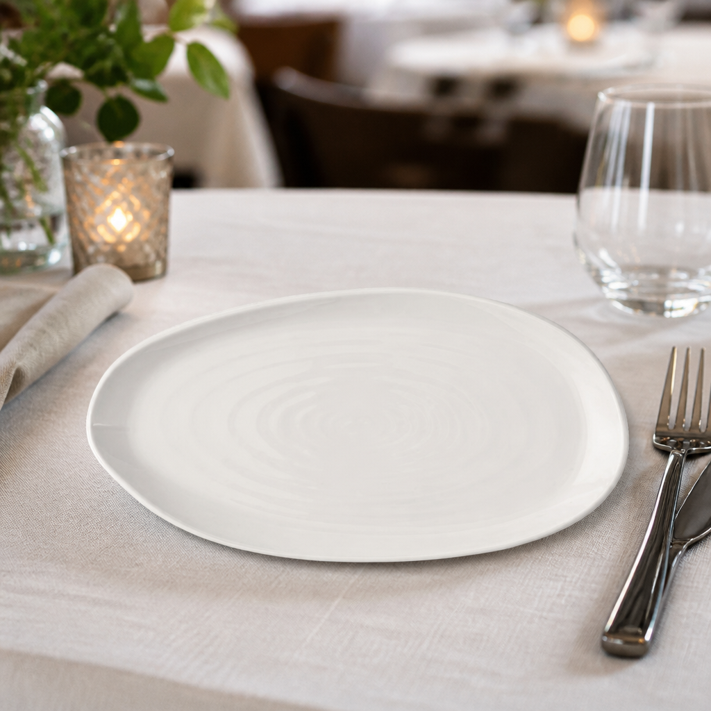 Commercial oblong plates 260x150mm super vitrified ceramic 6 pack