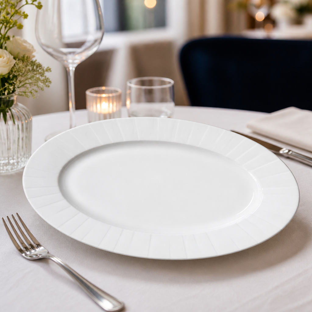 Commercial Oval Plates 330mm - Stackable 12 Pack