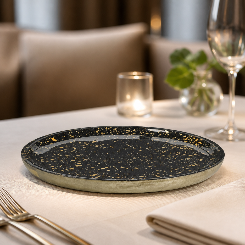 Mango Plate Black 355x25mm wooden dinnerware