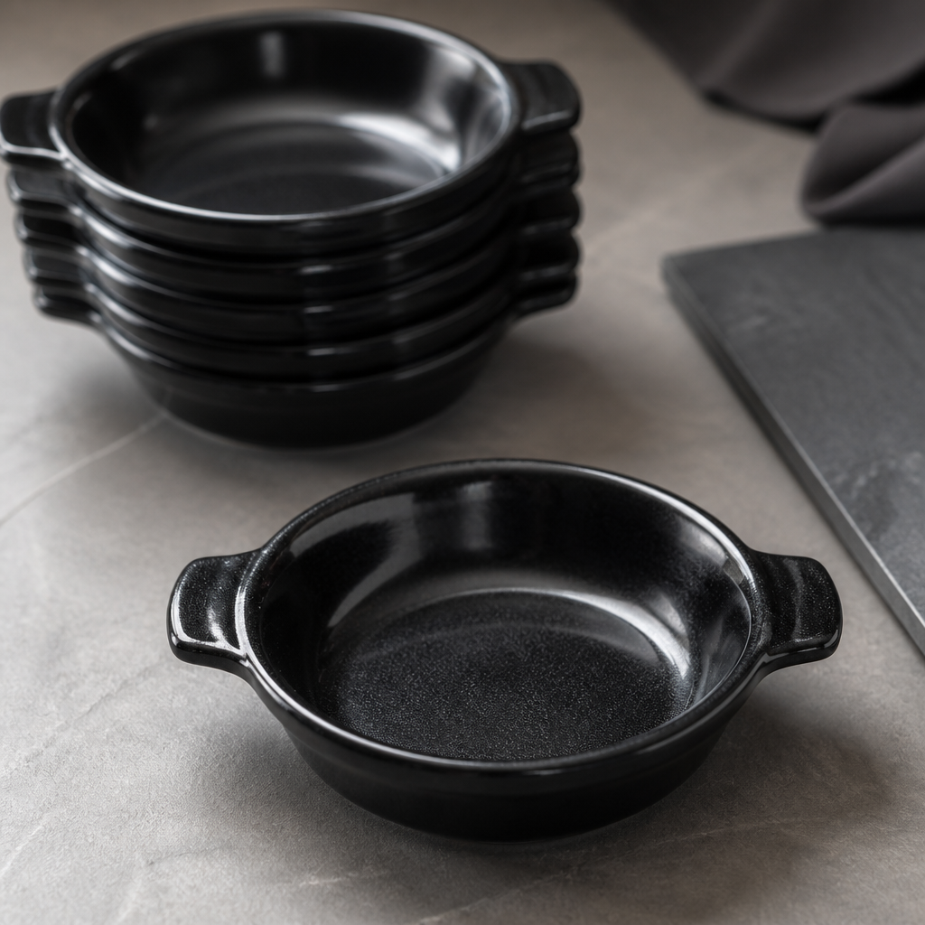 Commercial Black Stoneware Pie Dishes 140mm 6 Pack 400ml