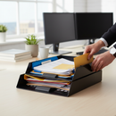 Professional Plastic Letter Tray for A4 and Foolscap Documents - Organize Your Desk Efficiently in Black Color