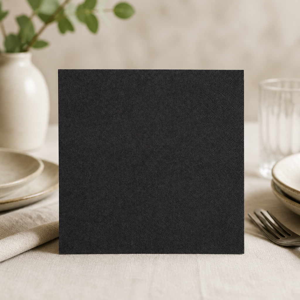 Recyclable Black Lunch Napkins 33x33cm 2-Ply 1/4 Fold 2000 Pack