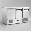 Commercial 3 Door Saladette Counter Fridge 368Ltr Prep Counter