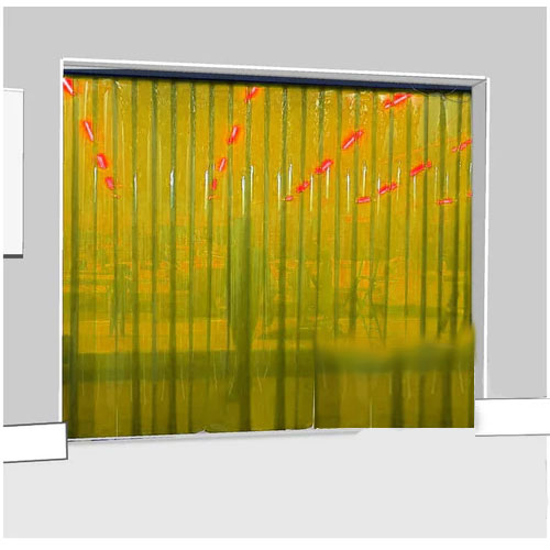 Transparent Yellow - Coloured PVC Strip Door Curtains Inc Rail (Hook On)