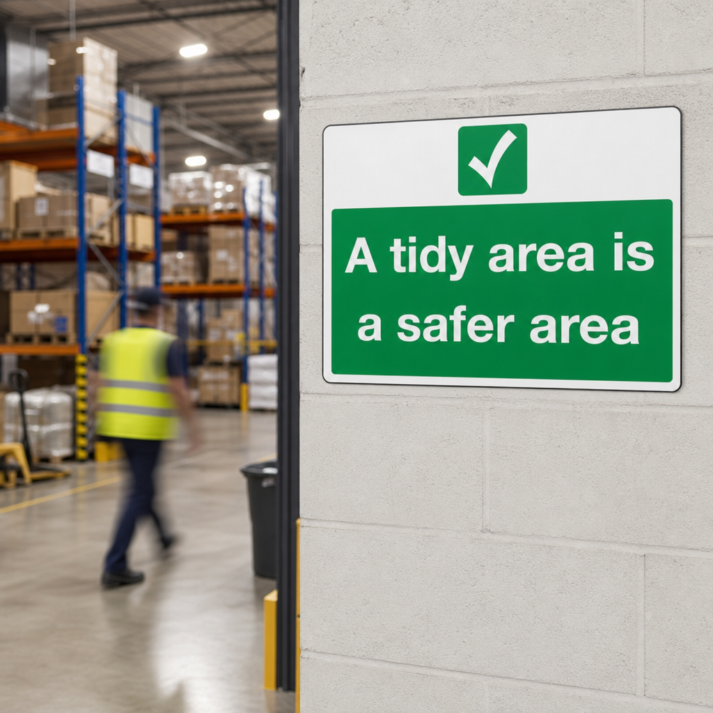 A Tidy Area Is A Safer Area Safety Sign