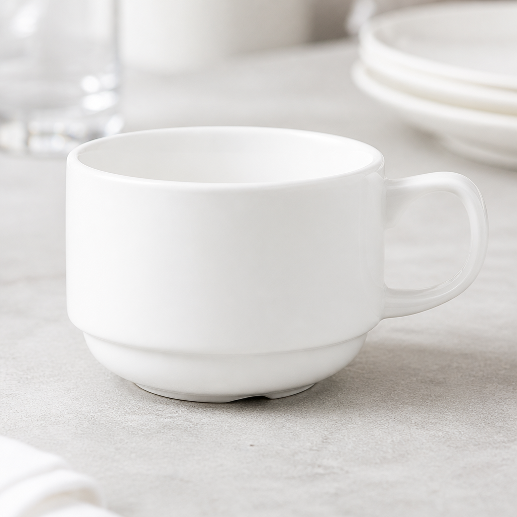 200ml Commercial Stacking Slimline Tea Cups - 36 Pack