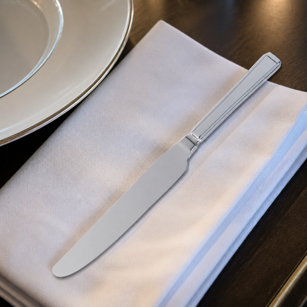 Set of 12 commercial stainless steel table knives, 235mm