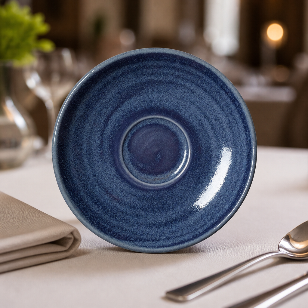Set of 12 Commercial Bluestone Saucers 125mm