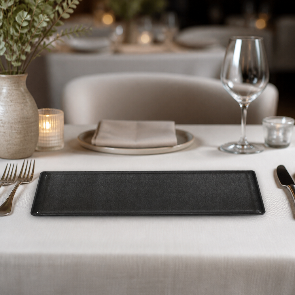 Black sparkle melamine trays 150x560mm, 4 pack