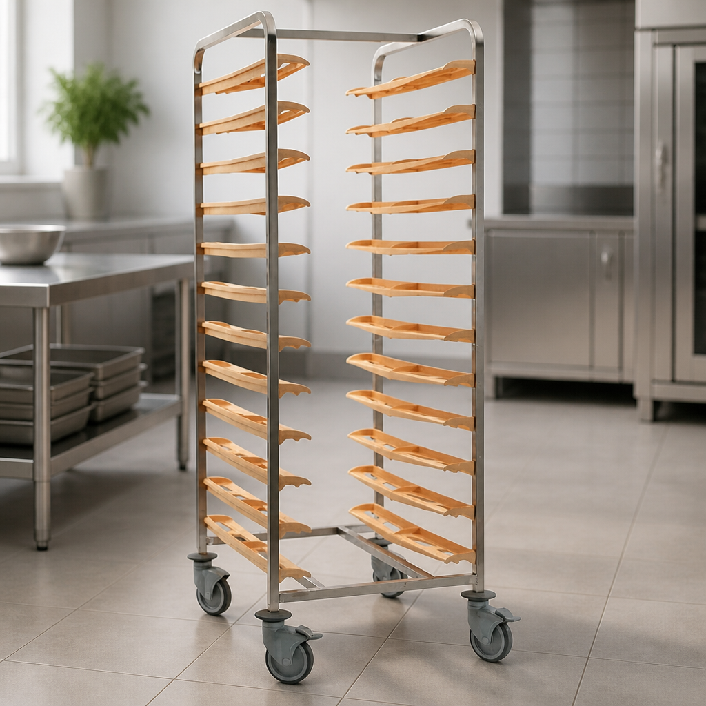 Commercial 24-Shelf Tray Clearing Trolley Stainless Steel