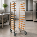 Commercial 24-Shelf Tray Clearing Trolley Stainless Steel