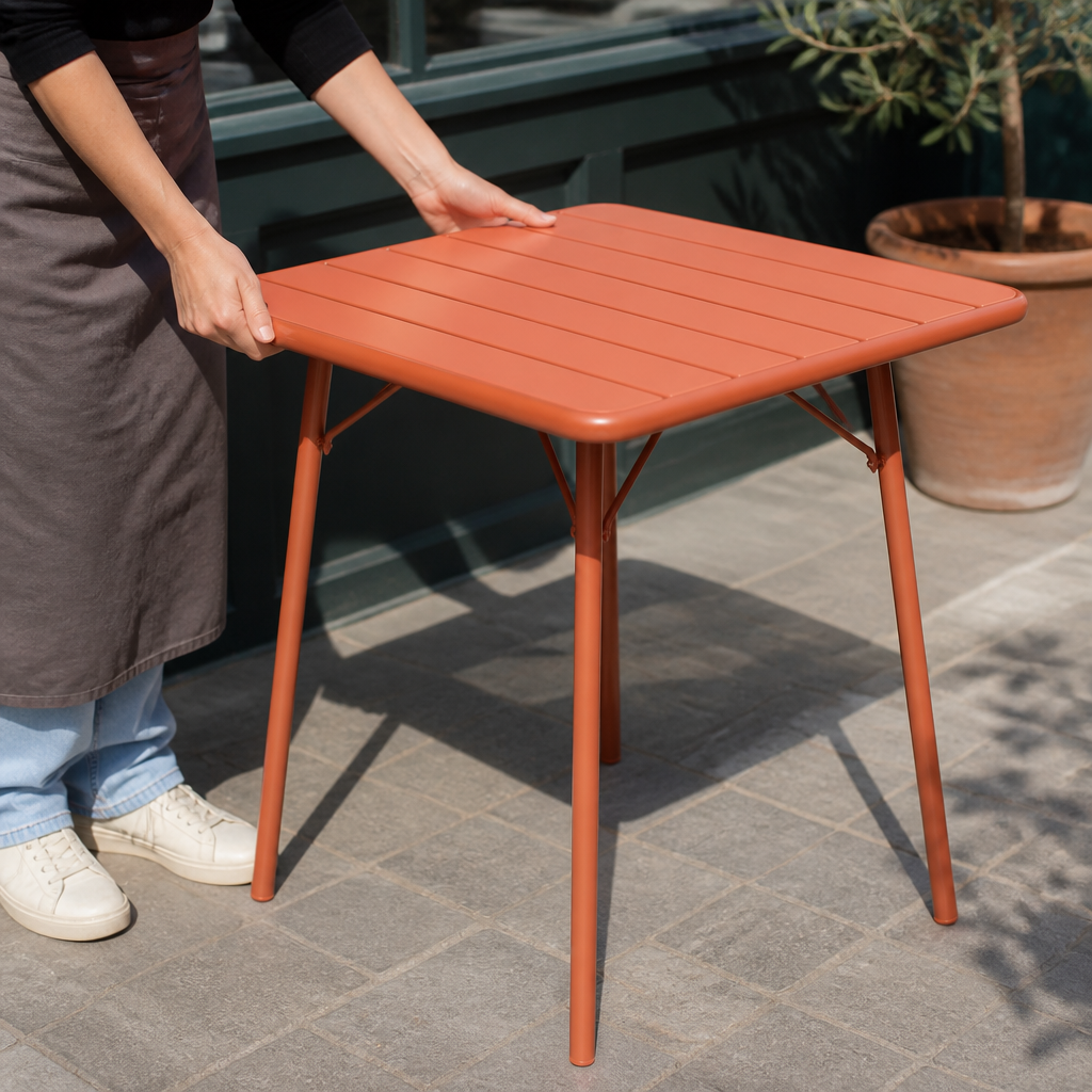 Commercial Folding Table 700mm in Terracotta Colour