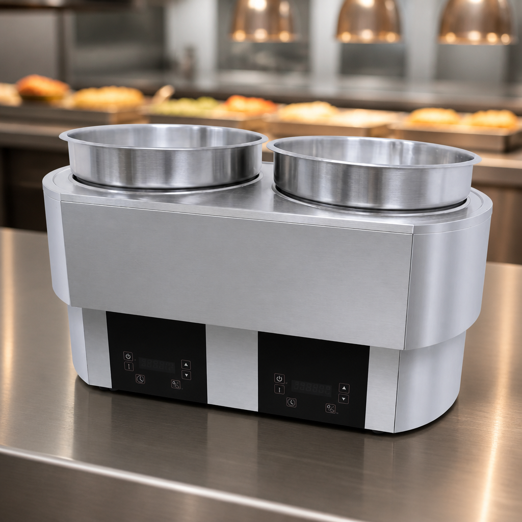 Commercial Double Well Heated Food Warmer 2x10Ltr Countertop
