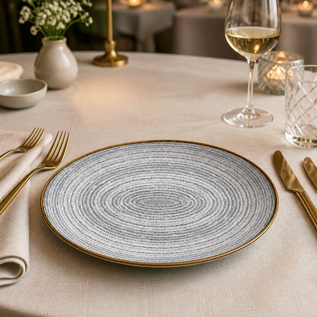 Stone Grey Commercial Oval Coupe Plates 270 x 229mm