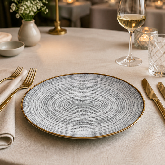 Stone Grey Commercial Oval Coupe Plates 270 x 229mm