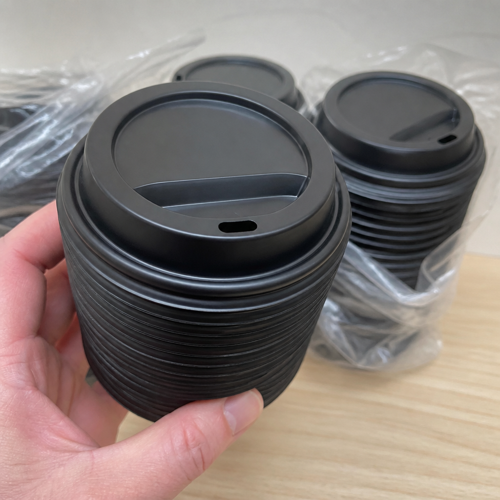 Compostable lids for 8oz hot cups, eco-friendly disposables