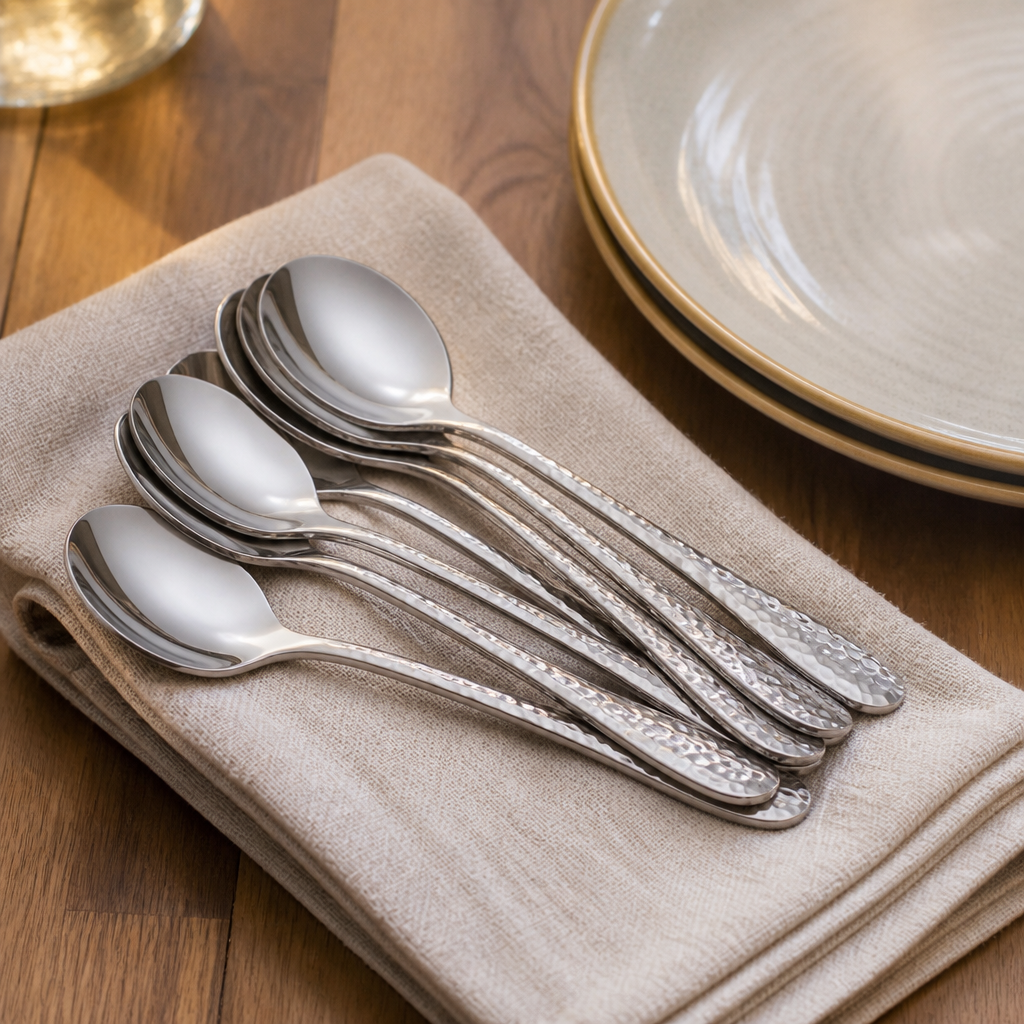 Isla Soup Spoons 12 Pack with embossed handle cutlery