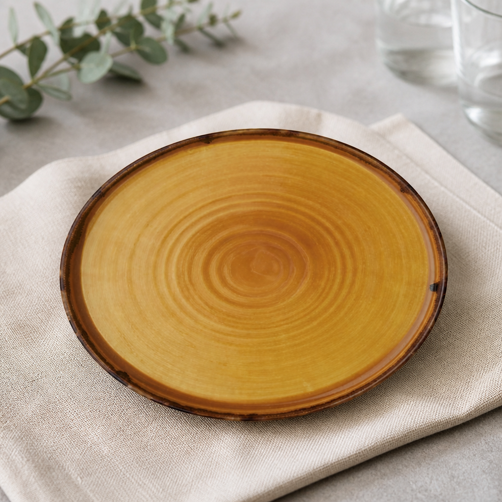 Commercial Walled Plates Mustard 260mm - 6 Pack Vitrified Porcelain