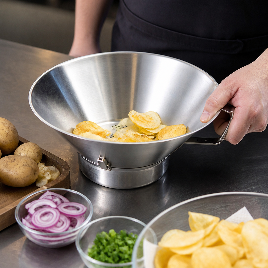 Commercial Stainless Steel Potato Chip Drainer 176mm Height